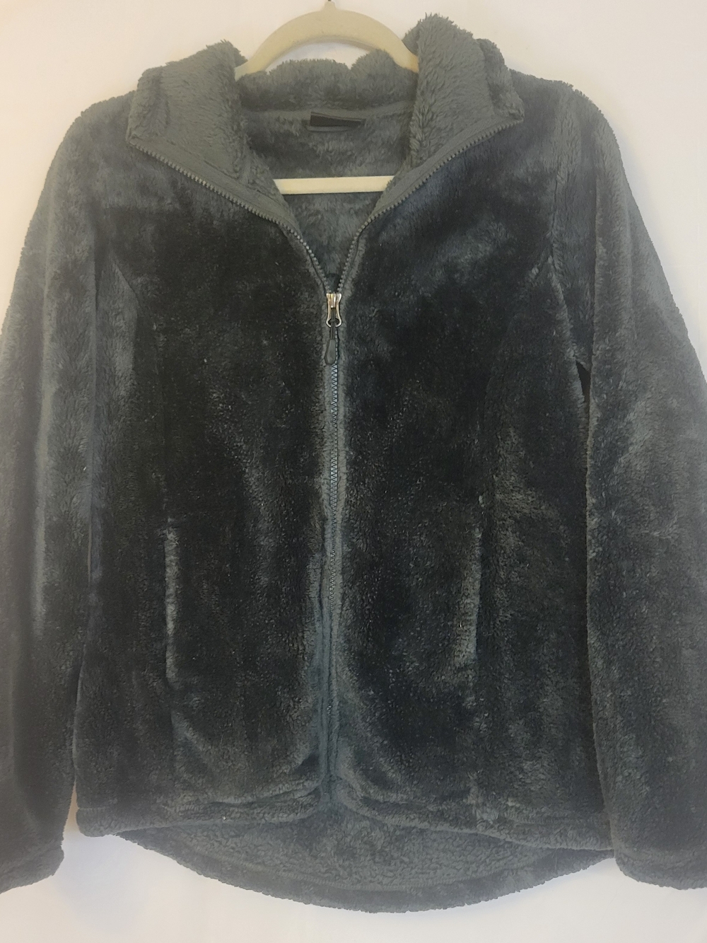32 Degrees Plush Full-Zip Teddy Jacket - Charcoal Gray
